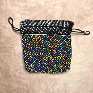 Vintage 70s Emson Candy Dot Beaded Mini Clutch Bag Rainbow Multicolor Retro Mod